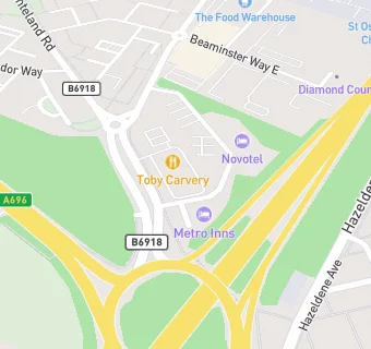 map for Newcastle Airport Travel Lodge