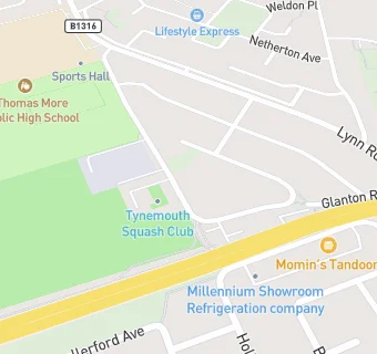 map for Tynemouth Squash Rackets Club Ltd