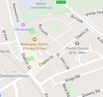 map for Bedlington Station Working Mens Club