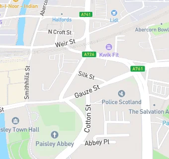 map for Abbey Chemist (Gauze Street, Paisley)