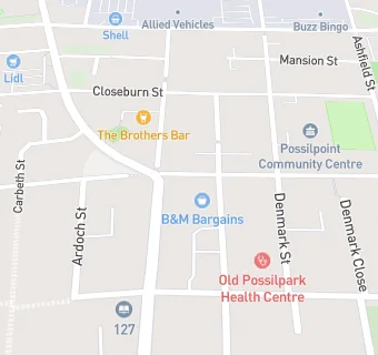 map for Possilpark Masonic Social Club